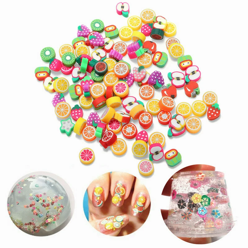 100pcs diy slime accessories decor fruit cake flower polymer clay toy nail beauty ornament