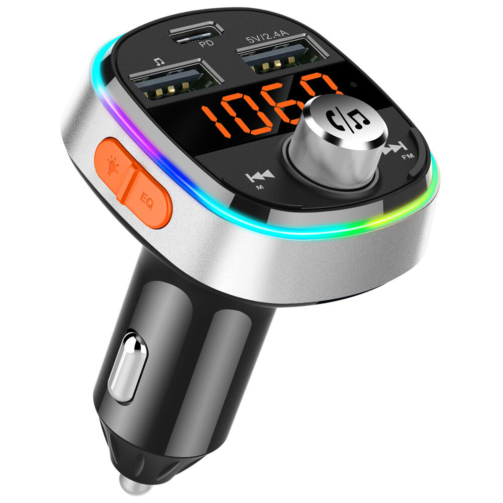

Bakeey BC51T USB C PD Авто Зарядное устройство MP3-плеер FM-передатчик Colorful Атмосферный свет Дисплей Быстрая зарядка