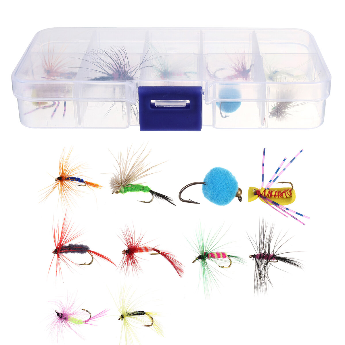 

ZANLURE 10 Pcs Fishing Lures Trout Fly Fishing Baits Floating Insect Fishing Tackle with Storage Box