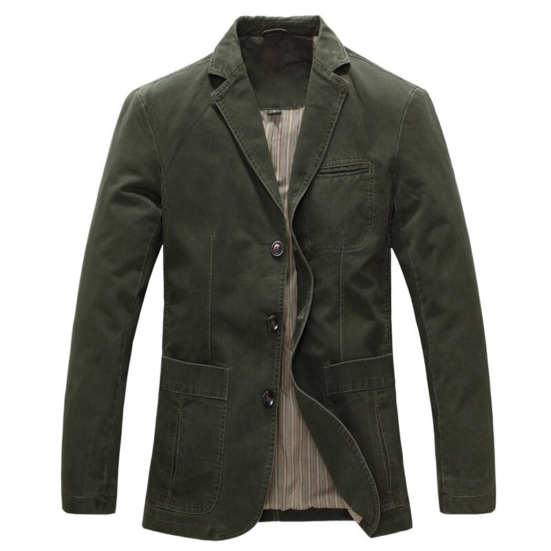 Casual business big pockets suit collar cotton blazer jacket Sale ...