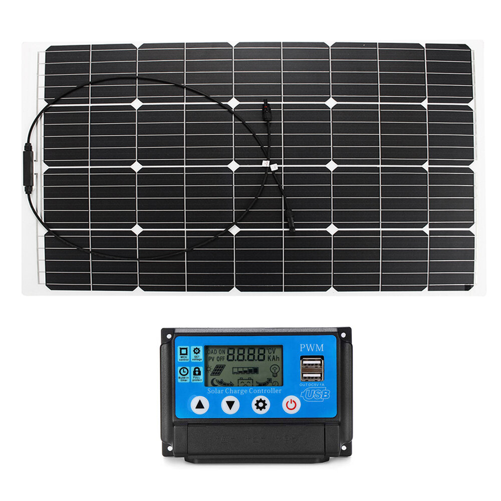 

120W 18V Monocrystalline Silicon Semi-flexible Solar Panel For Car Boat Battery Charge with 50A Solar Controller