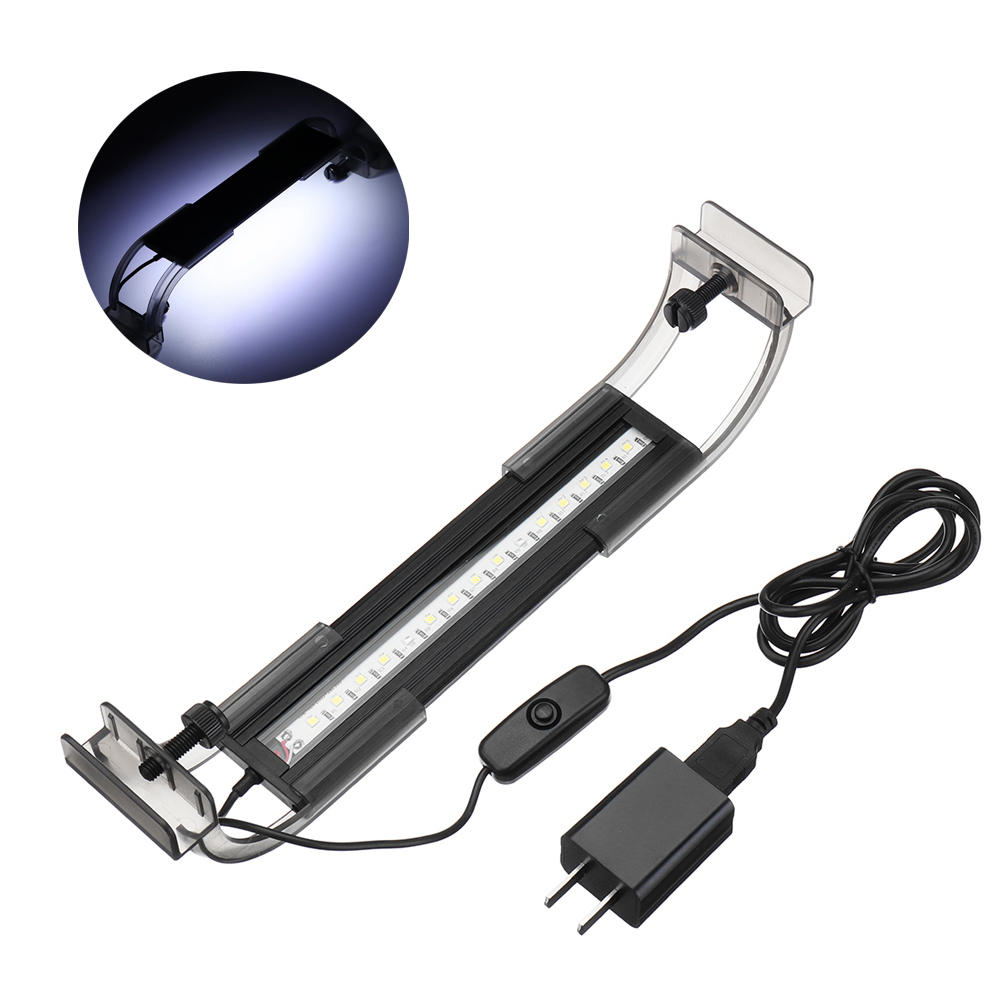 2.5W 18cm Adjustable 2835 LED Aquarium Fish Tank Super Slim Light Lamp Black