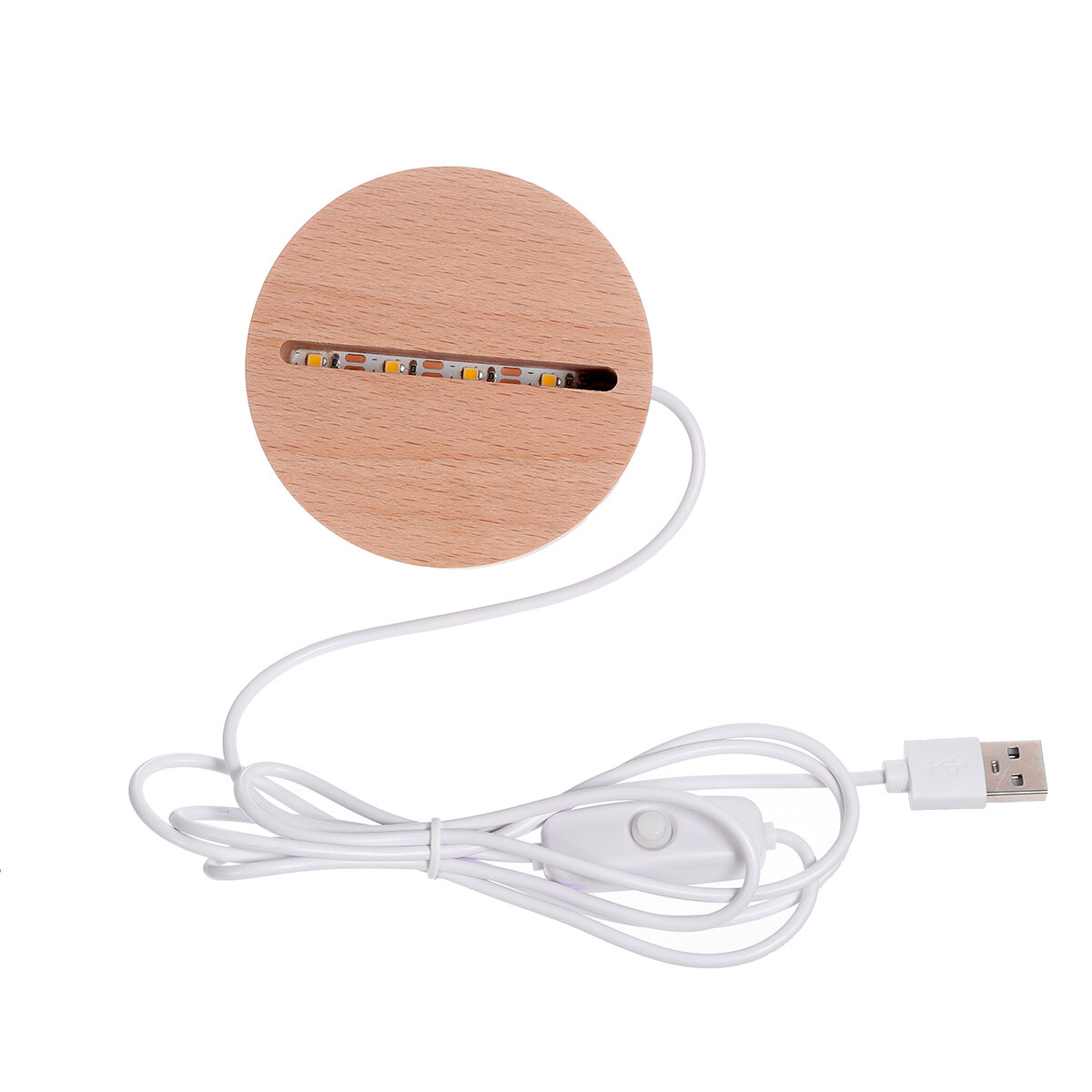 DIY Resin Wood LED Night Light USB Charging Art Ornament Wooden Night Light Base Stand Crafts Desk D
