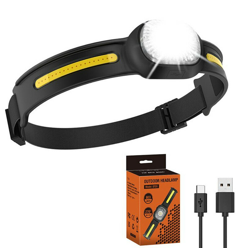 600 Lumens XPG+COB LED Headlamps USB RechargeableHeadlight With Safety Light Waterproof Portable Head Lamp For Cycling