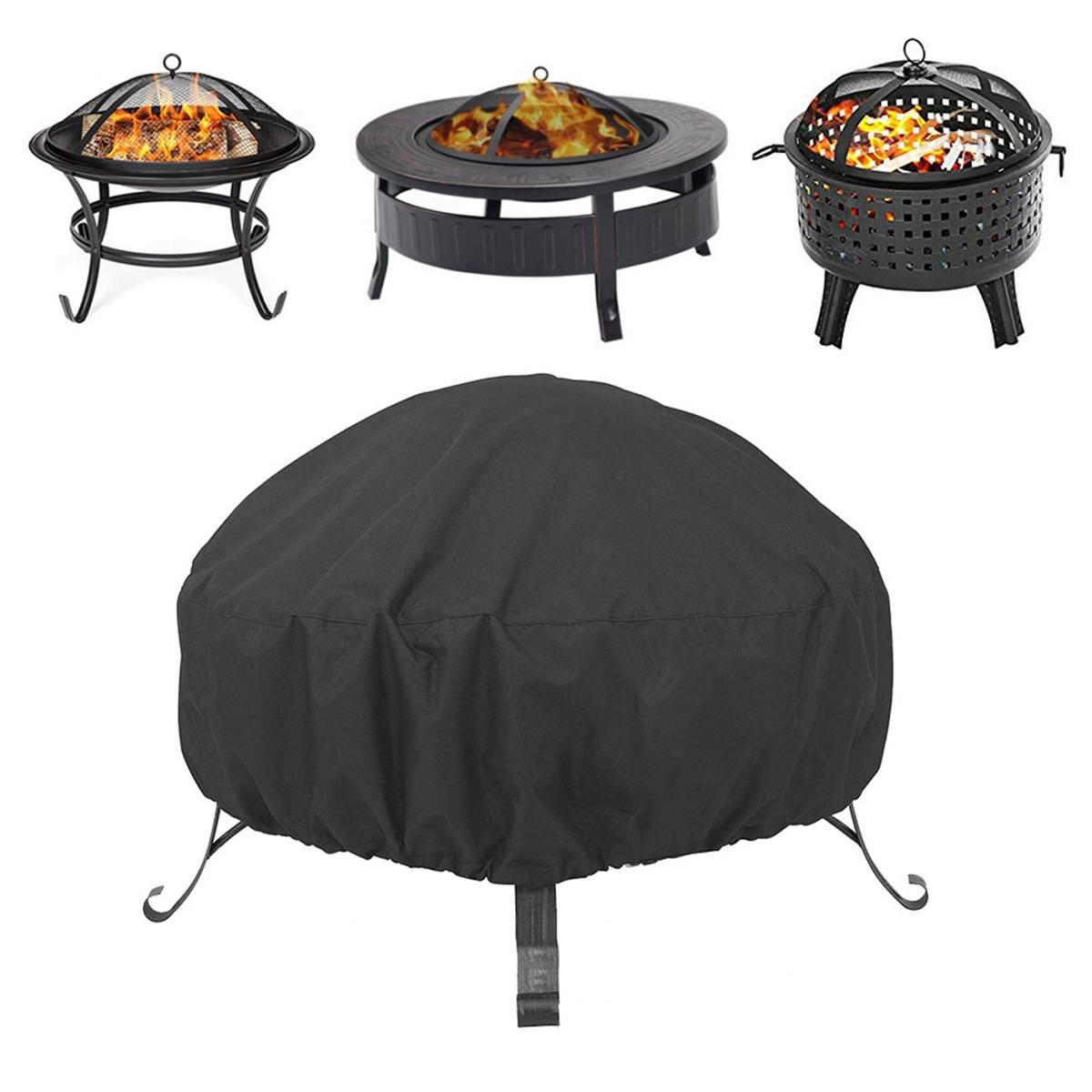 85x40cm Round Fire Pit Cover Waterproof UV Protector BBQ Grill Cover Outdoor Camping Travel