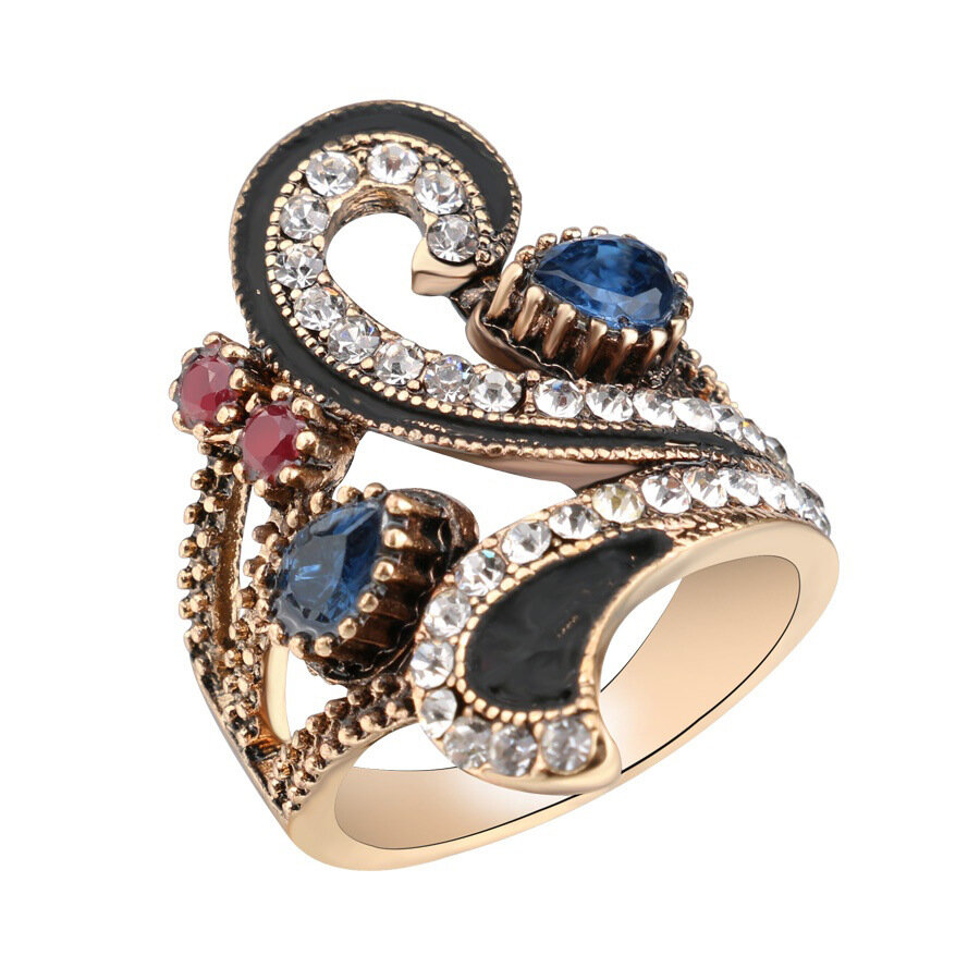 Luxury Rhinestone Women Rings Gemstone Crystal S Shape Ring For Gift