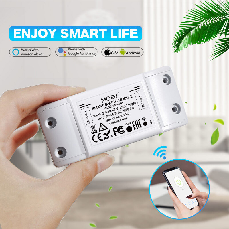 

Mouehouse Wi-Fi Smart Light Switch Timer Smart Life APP Wireless Дистанционное Управление Работает с Alexa Google Home