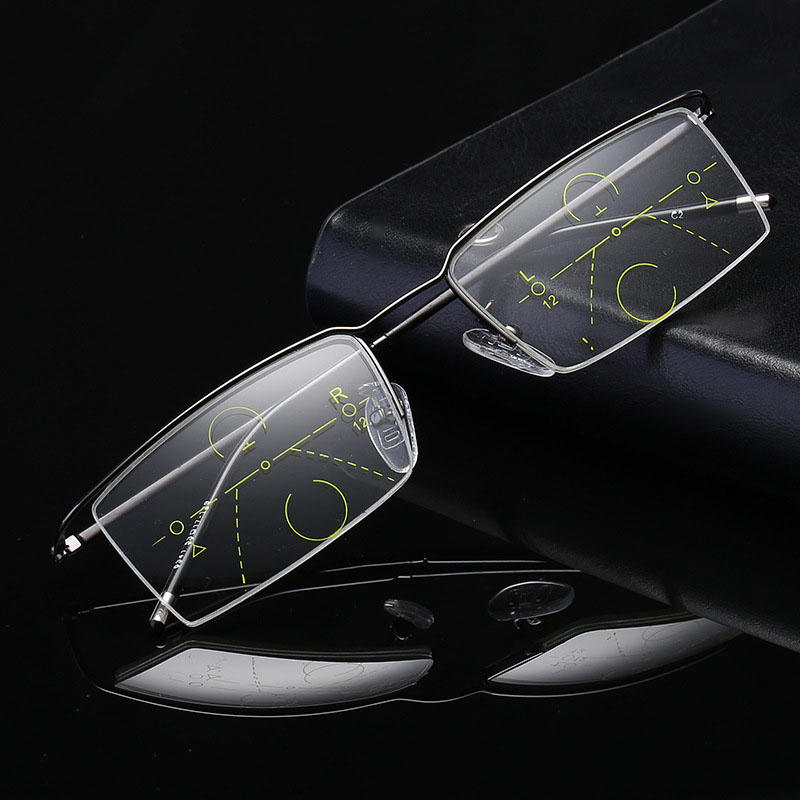 

Half Rim Progressive Multifocal Presbyopia Intelligent Reading Glasses Resin Lens