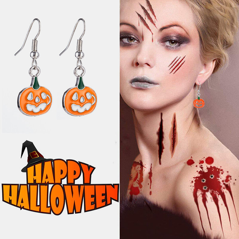 

Punk Halloween Women Pendant Earrings Funny Bat Spider Pumpkin Ghost Earrings Party Jewelry Gifts