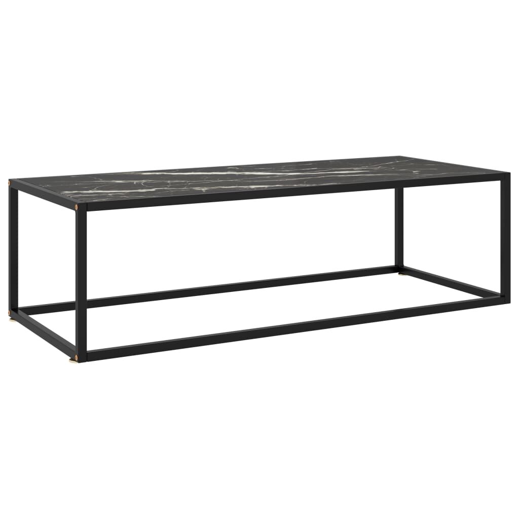 Tea Table Black with Black Marble Glass 47.2