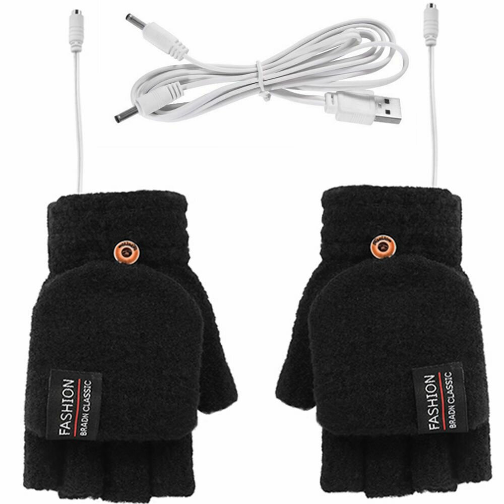 GRNSHTS USB verwarmde handschoenen want voor dames heren, winterwarme laptophandschoenen met volledige en halve vingers voor binnen of buiten