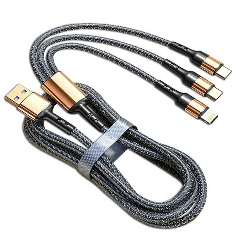 5A USB-A to Type-C/iP/Micro Cable Fast Charging Data Transmission Pure Copper Core Line 1.2M/2M Long for iPhone 12 13 14