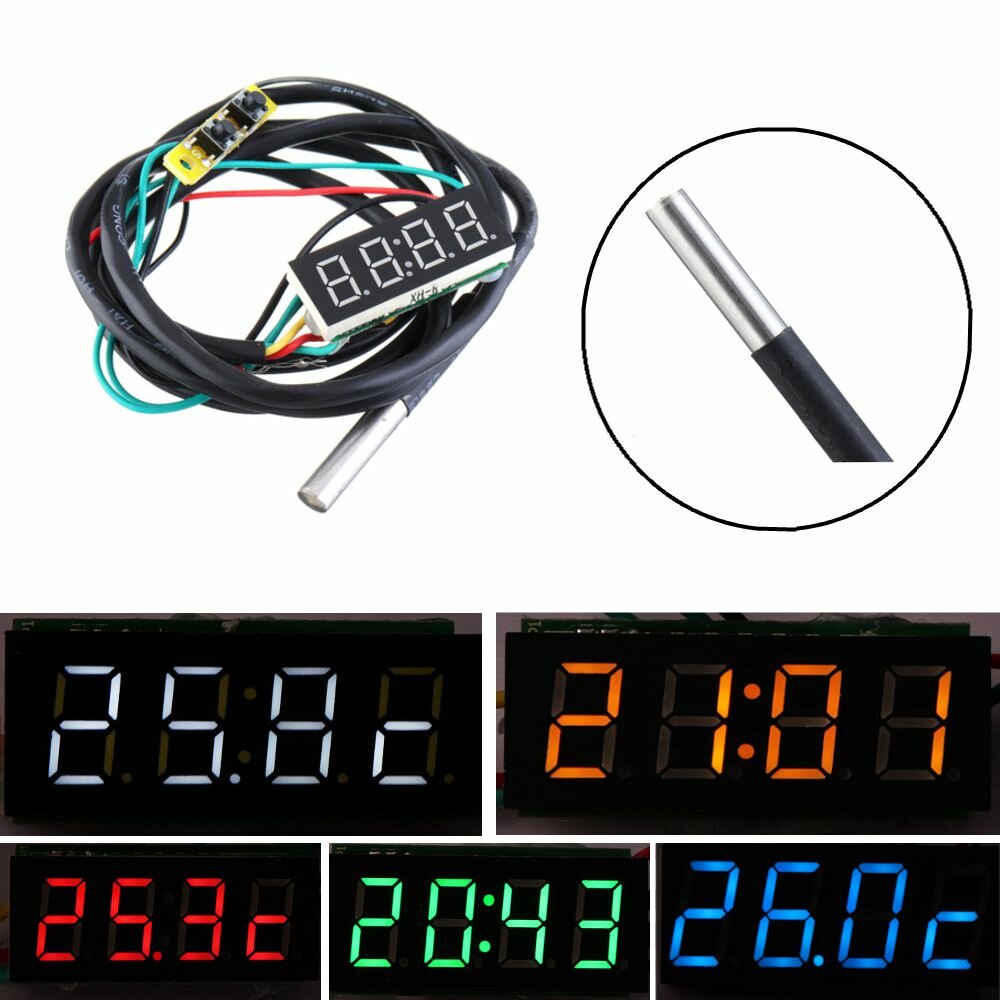 0.36 Inch 3-in-1 Time + Temperature + Voltage Display DC7-30V Voltmeter Electronic Watch Clock Digit