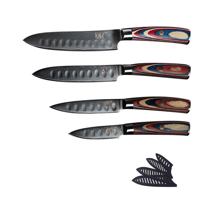 4pcs Xyj Vg10 Damascus Kitchen Knife Sets Paring Utility Slicing Chef Knife 67 Layer Japanese Damascus Kitchen Cooking Tools Cover Sale Banggood Com Sold Out Arrival Notice Arrival Notice