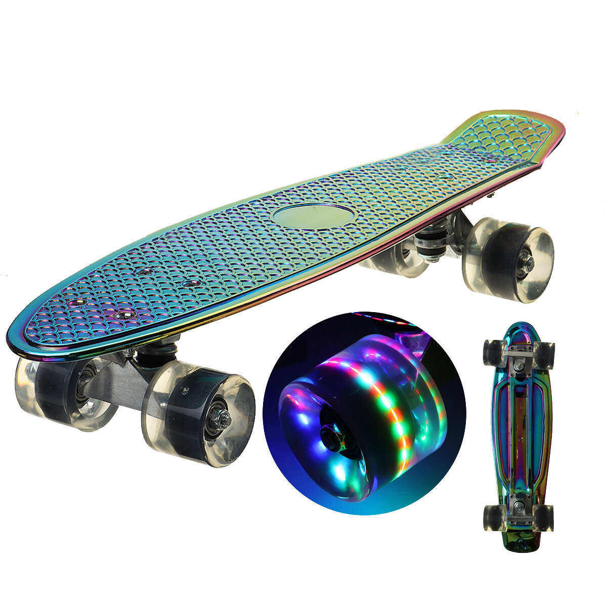 

22 дюймов Skate Board Flash LED Колеса Mini Cruiser Скейтборд Процесс гальваники Longboard Street На открытом воздухе Sp