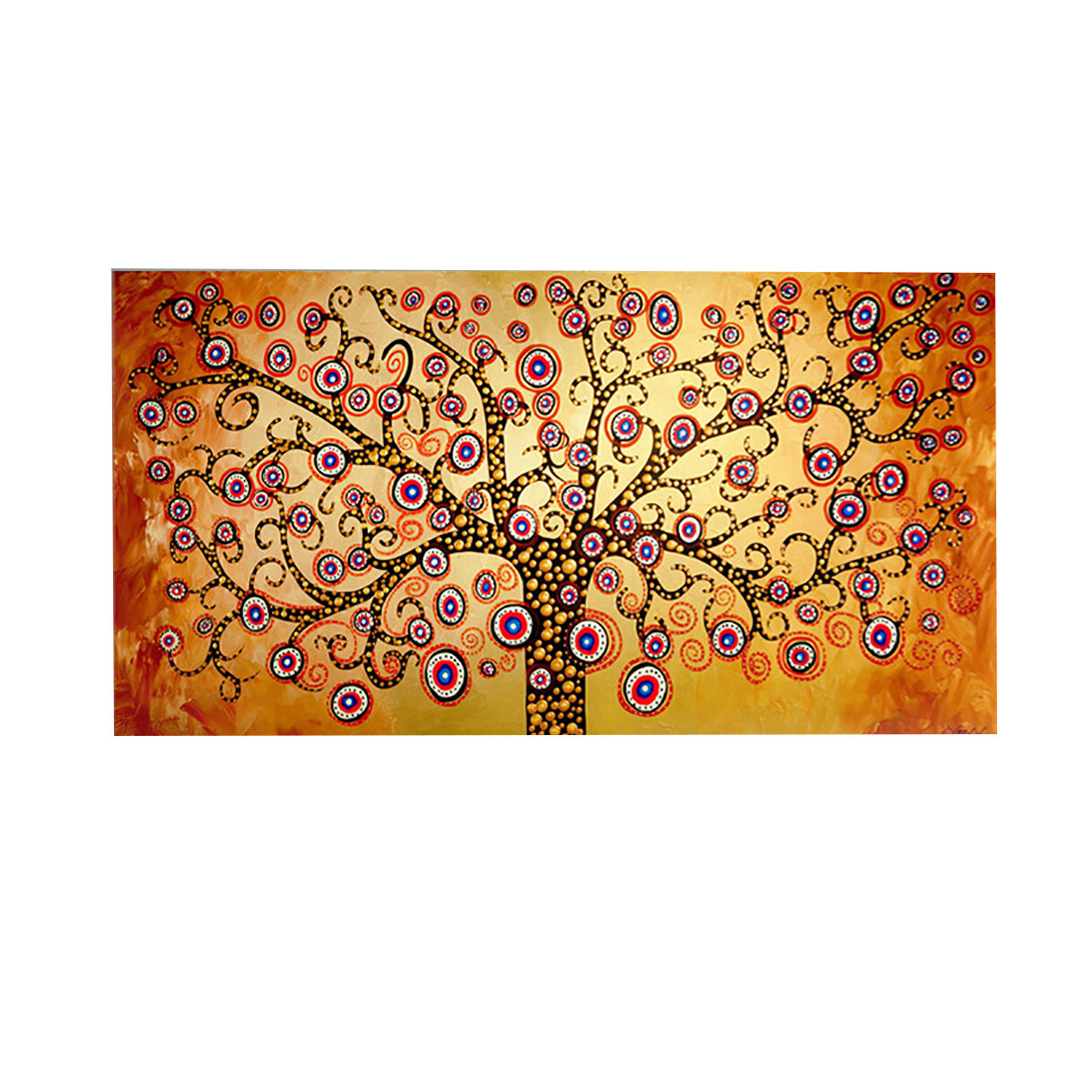 1pcs Canvas Oil Painting Wall Decor Yellow Abstract Tree Wall Hanging Decorative Art Pictures Framel