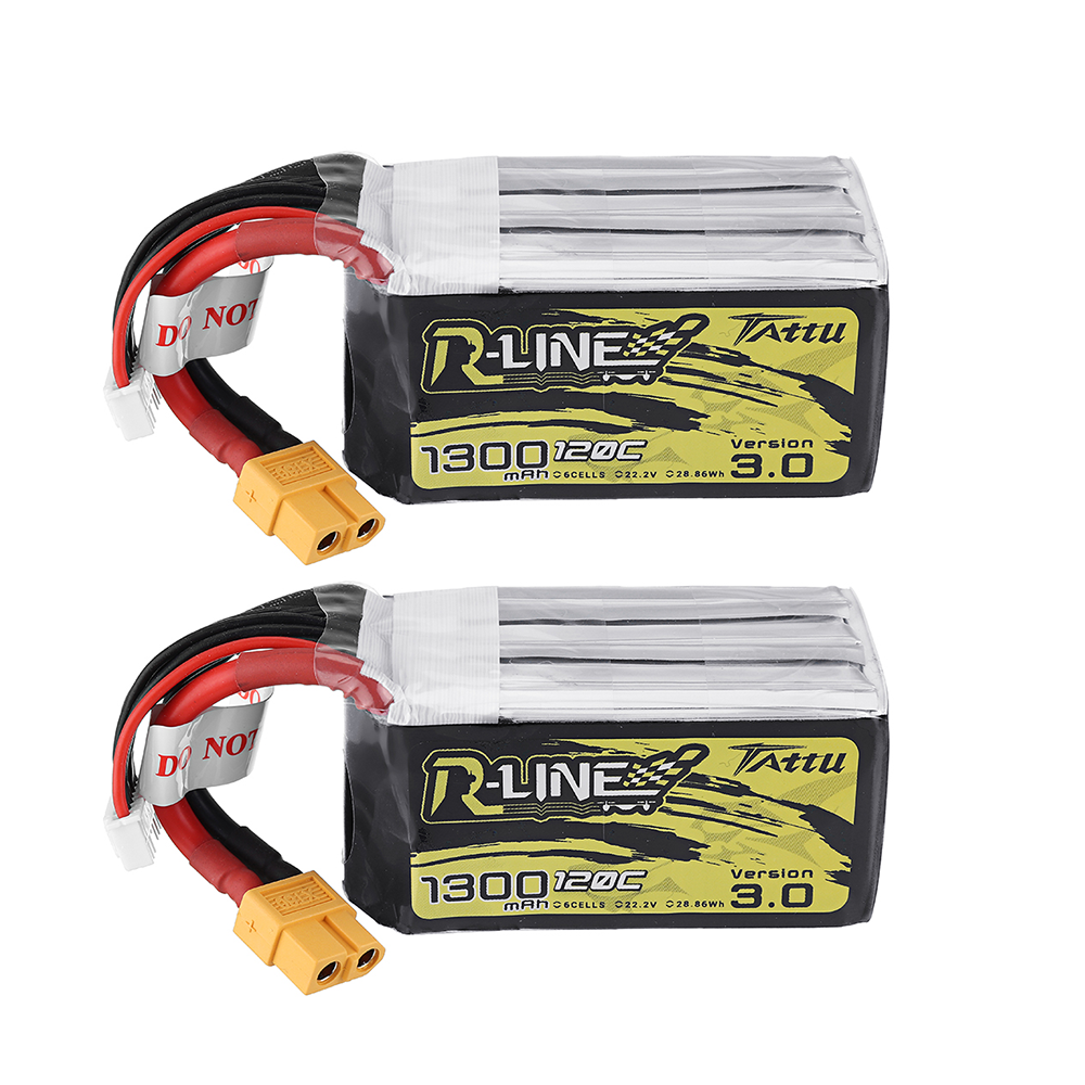 2 stuks TATTU R-LINE versie 3.0 22.2V 1300mAh 120C 6S1P Lipo-batterij XT60-stekker voor iFlight Nazg