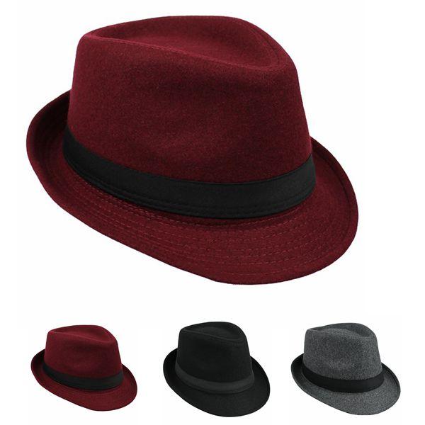 UnisexJazz Cap Vintage Woolen Bucket Trilby Brim Fedora Panama Hat