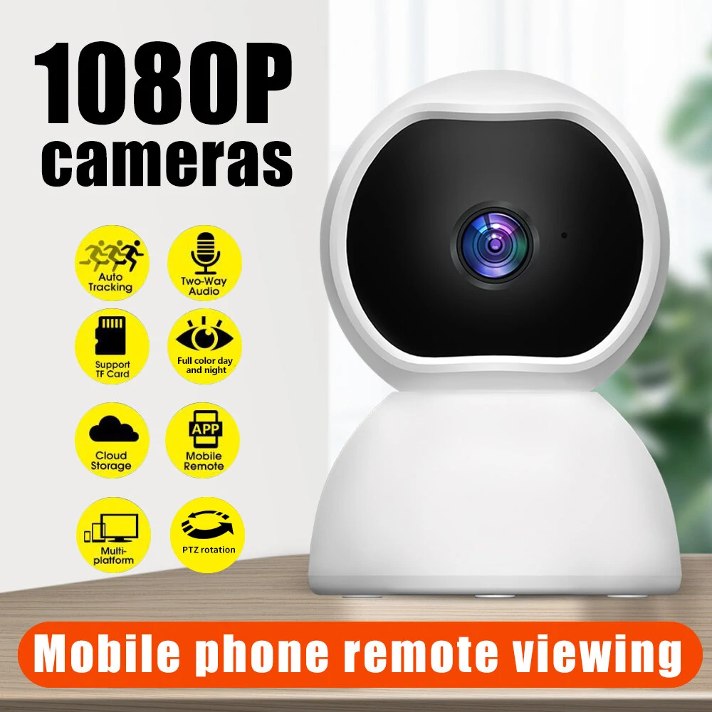 Guudgo Telecamera di sorveglianza 1080P IP Smart Camera WiFi Videocamera per visione notturna a 360 gradi Video Webcam Baby Home Security Monitor Home