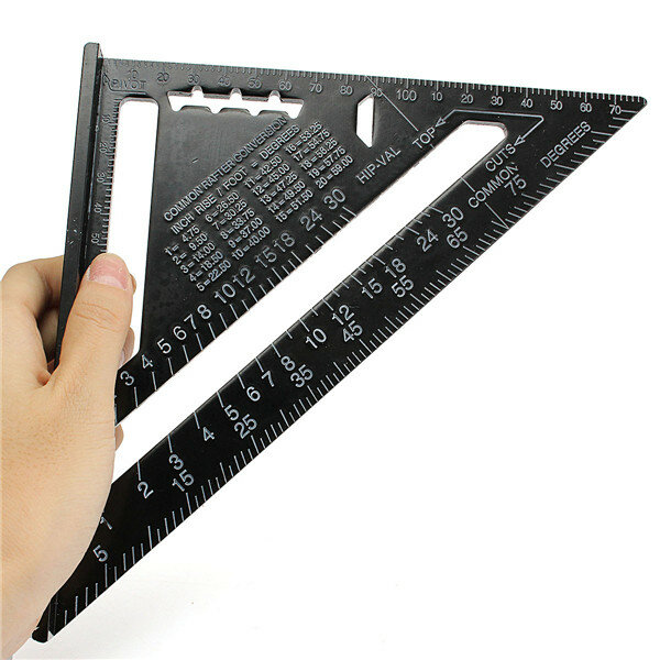 Raitool™ AR01 260x185x185mm Metric Aluminum Alloy Triangle Ruler Black Triangular Rule