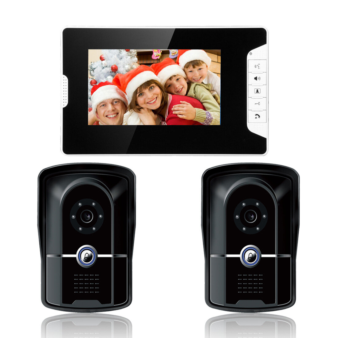 ENNIO SY813MK21 7inch TFT LCD Video Door Phone Doorbell Intercom Kit 2 Cameras 1 Monitor Night Vision