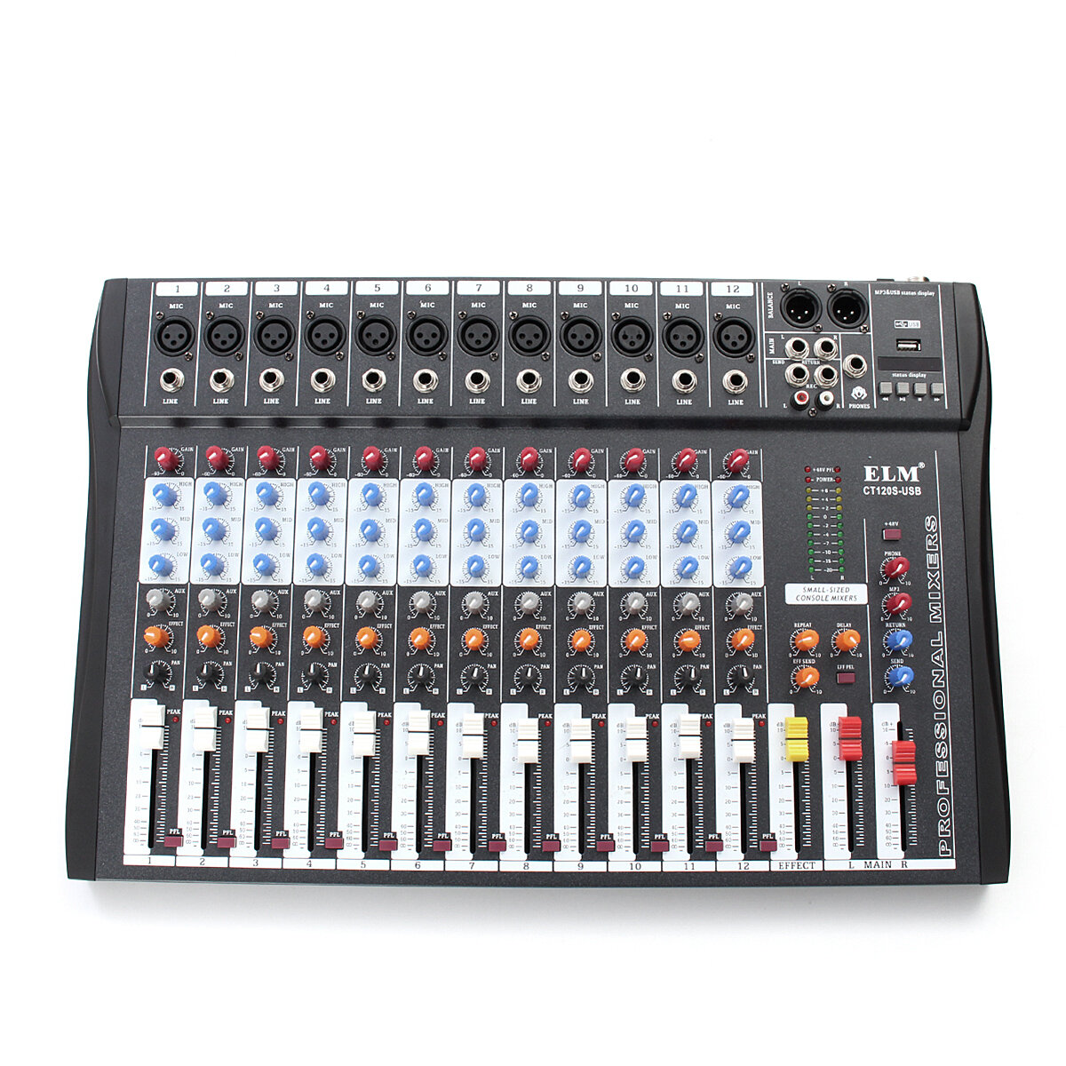 CT120S-Audio Mixer Professional Live 12 Channel Live Sound/Studio Mixing Board Mixer Live&Studio with XLR LINE Inputs 
