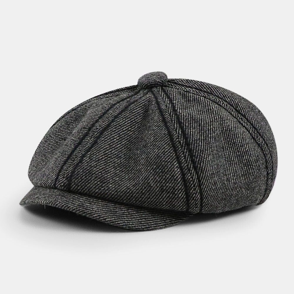 Men Retro Twill British Style Autumn Winter Keep Warm Octagonal Hat Newsboy Hat