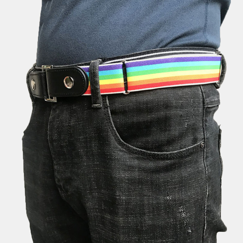 Heren PU-leer verstelbare slanke elastische onzichtbare dubbele gebruik Wild Jeans-riem