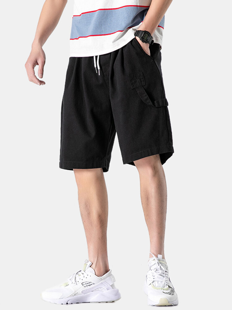

Случайные мужские хлопчатобумажные однотонные карманные шорты простые шорты