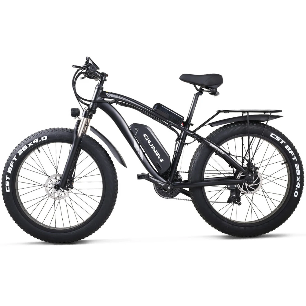 GUNAI MX02S 1000W 48V 17Ah 26 “Bicicleta elétrica 40km / h Velocidade máxima 90Km Quilometragem 150Kg Carga máxima – Preto