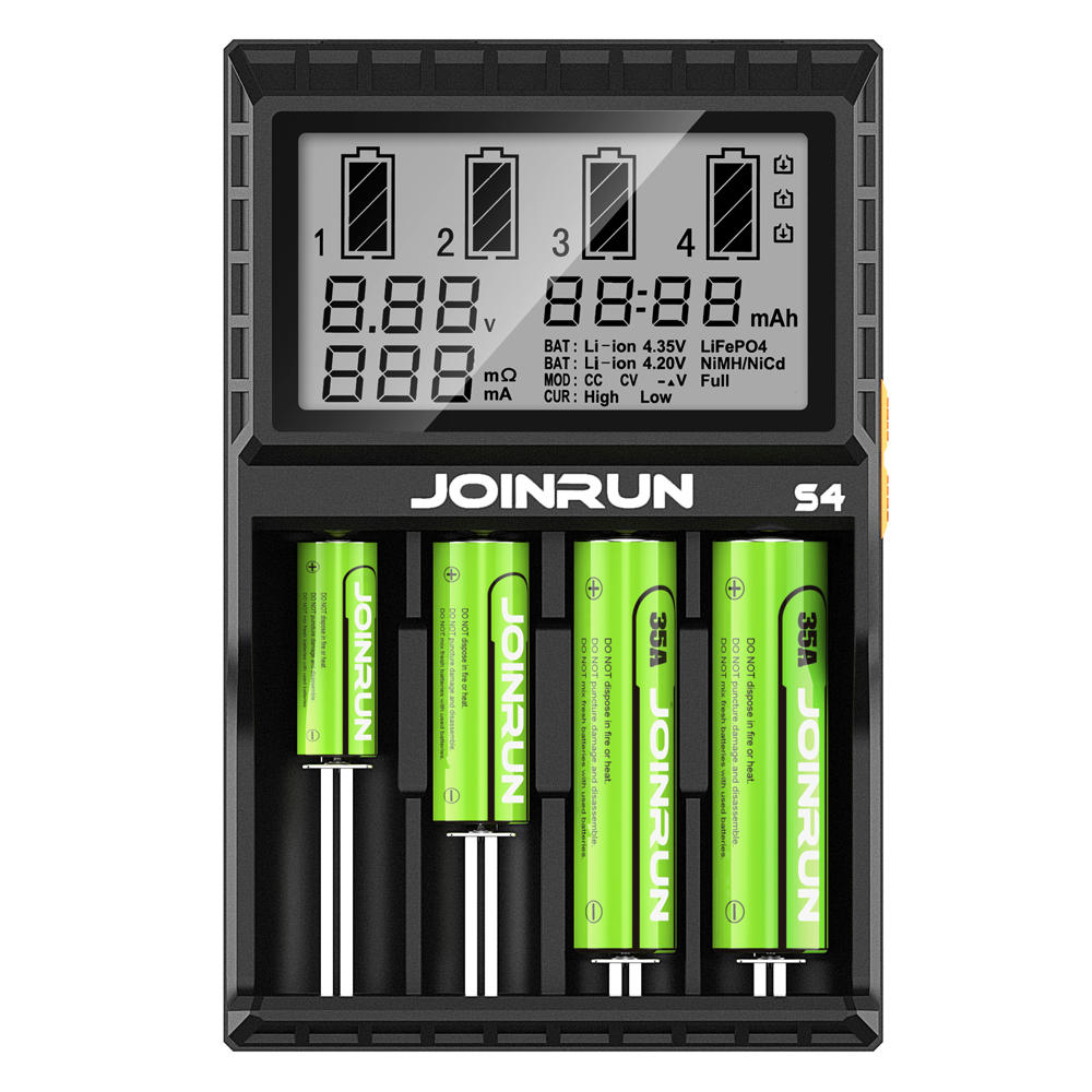 

JoinRun S4 4Slots EU Plug LCD Дисплей Автоматическое быстрое интеллектуальное зарядное устройство Li-ion / NI-MH / NI-CD