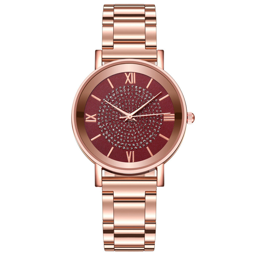 

XSVO B03150 Fashion Casual Diamond Roman Numerals Dial Stainless Steel Strap Women Wristwatch Quartz Watch