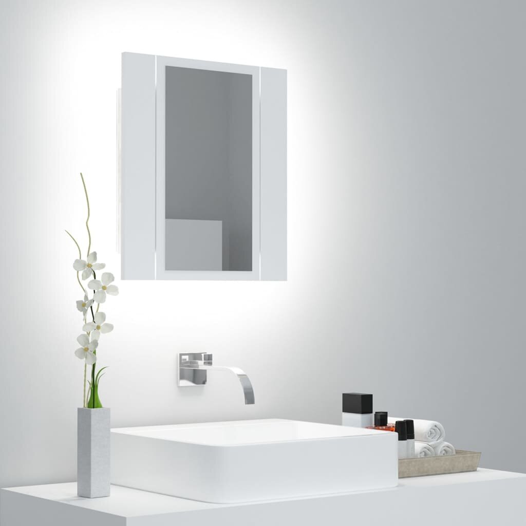 LED Bathroom Mirror Cabinet White 15.7