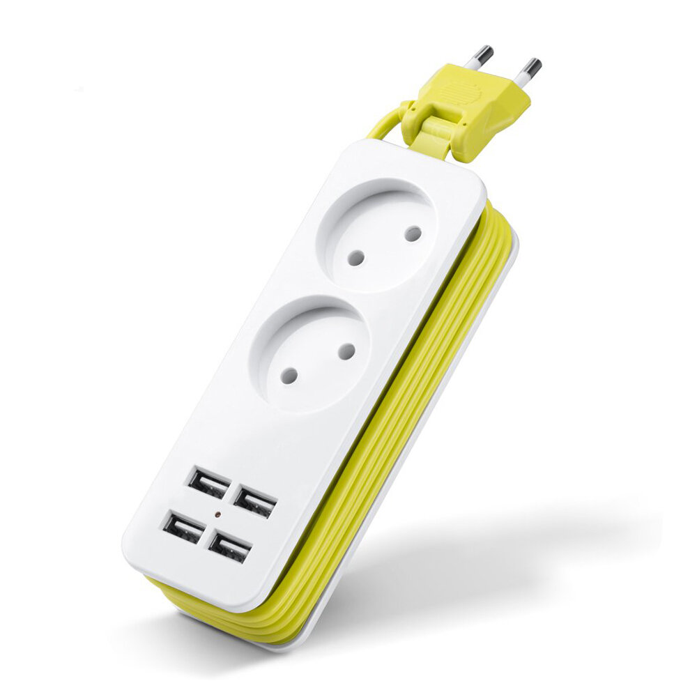EU Plug Travel Power Board Portable Extension Power Socket met 4 USB Wall Charger Intelligent Deskto