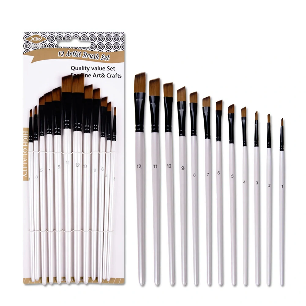 12pcs/set artist paint brushes set oil watercolour painting craft art stationery school students art supplies