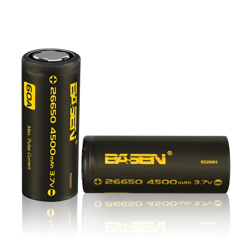 2 stks Basen BS26003 26650 4500 mah 3.7 V 60A Unprotect Flat Top Oplaadbare Li-ion batterij