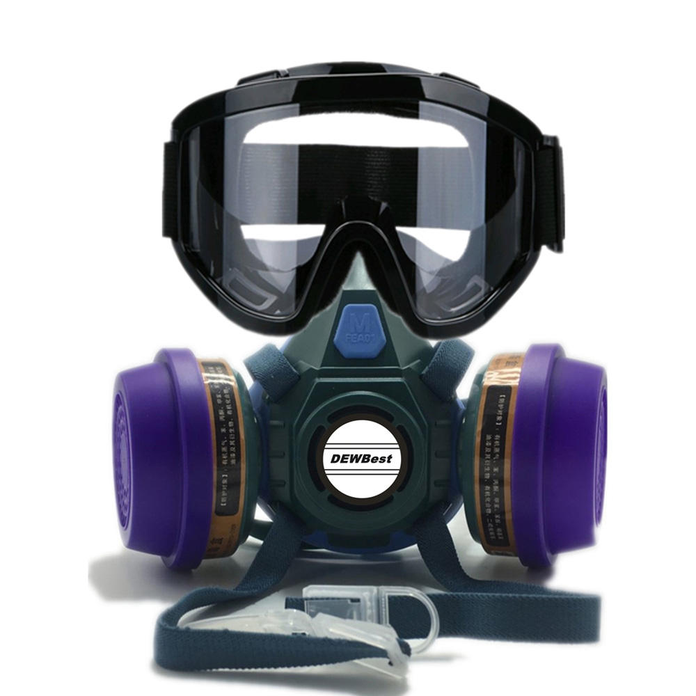 DEWBest 6201xHS699 Reusable Respirator Mask Black Protective Glasses Set