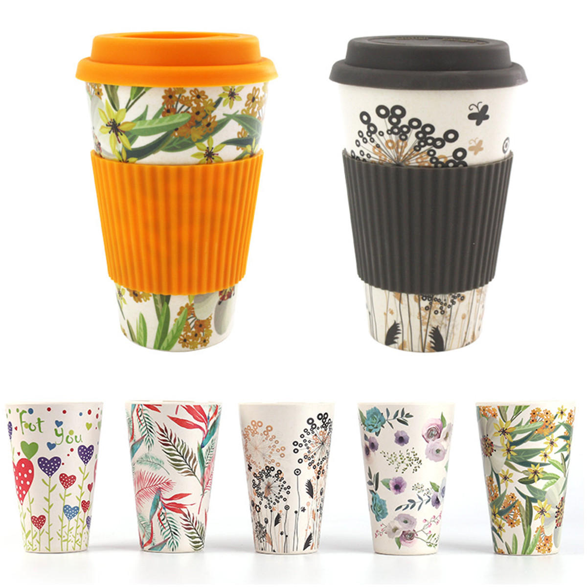 300-450ML Portable Travel Herbruikbare Bamboo Fiber Coffee Cup Eco-vriendelijke Water Drinking Mug