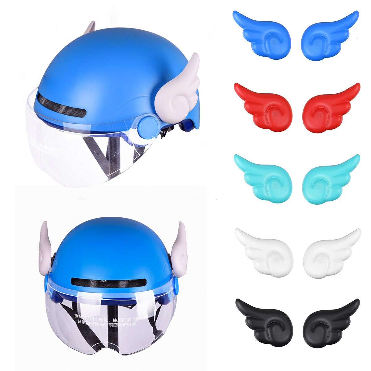 1 paar MTB Fiets Motorfietsen Helm Ornament Accessoires Zuignappen Kleine vleugels Decoraties Helm n