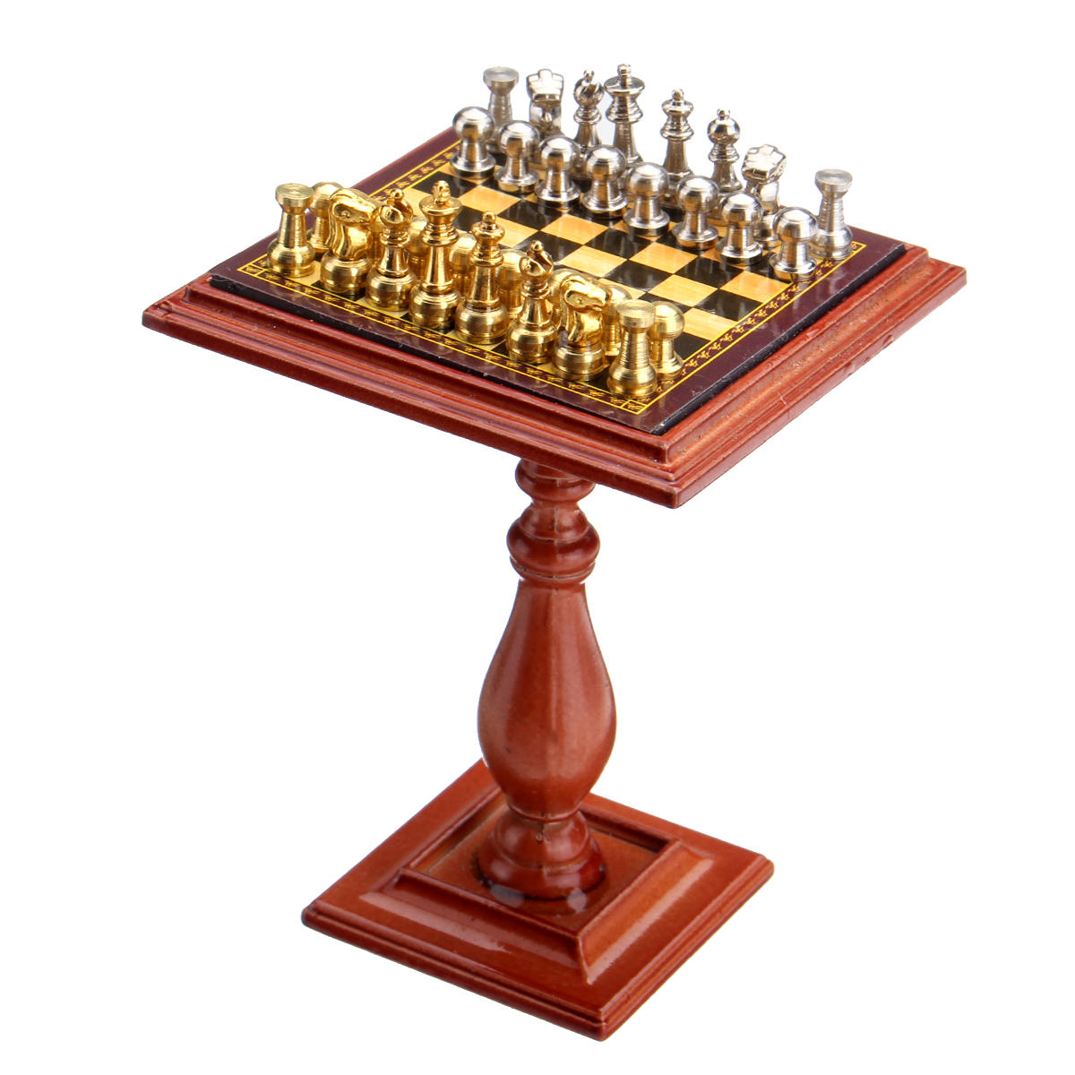 

Миниатюрный шахматный набор и стол Магнит Шахматные фигуры 1:12 Аксессуары для кукольного домика Части для кукольного до