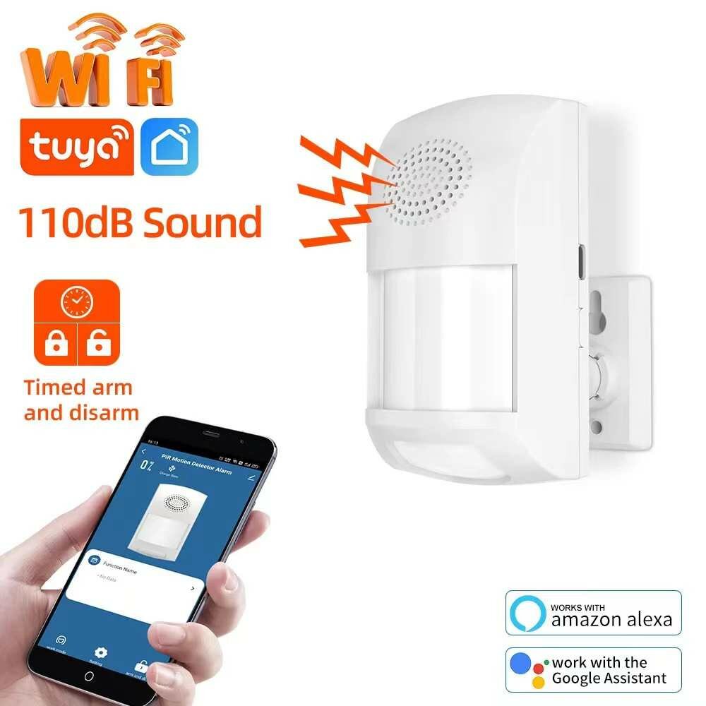

Tuya WiFi Infrared PIR Motion Sensor Security Protection Presence Sensor Detector Burglar Sound Alarm Smart Life Work wi