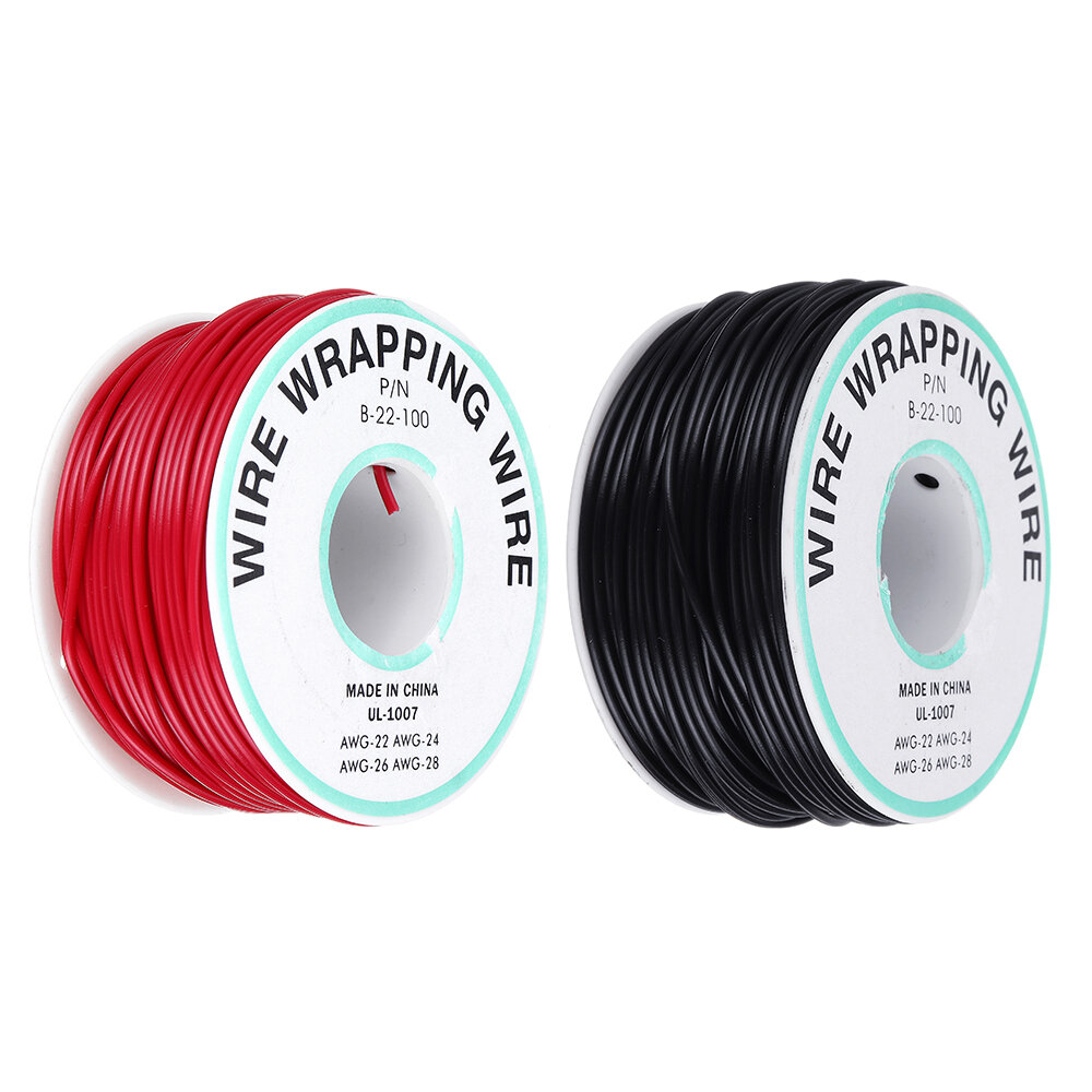 30M 22AWG Black/Red UL 1007 Cable Line PCB Wire Tinned Copper Solid Wires OK Line Electrical Wire DIY