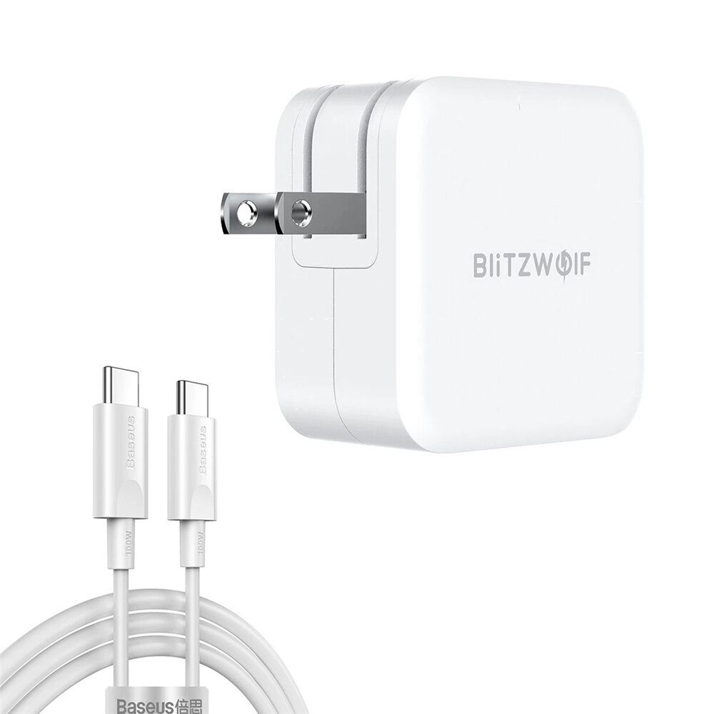 

[GaN Tech] BlitzWolf® BW-S18 65W 2-Port USB-C PD Wall Charger PD3.0 QC3.0 SCP FCP Protocols US Plug Adapter with Baseus