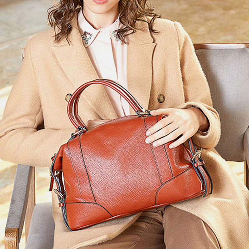 

Women Genuine Leather Cowhide Vintage Travel Outdoor Multi-carry Large Capacity Storage Bag Handbag Crossbody Bag