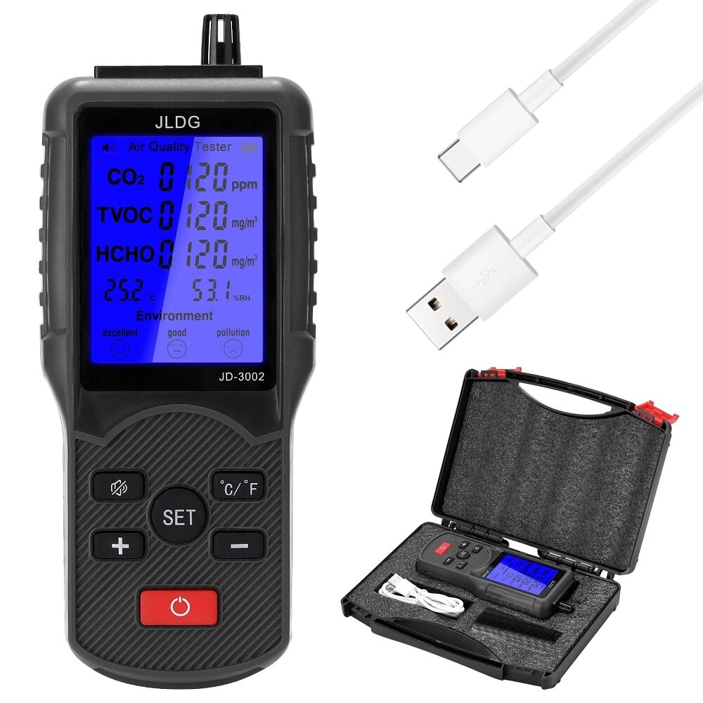 Details about   C02 Meter Temperature Humidity TVOC LCD Digital Detector Air Quality Tester V6E5 
