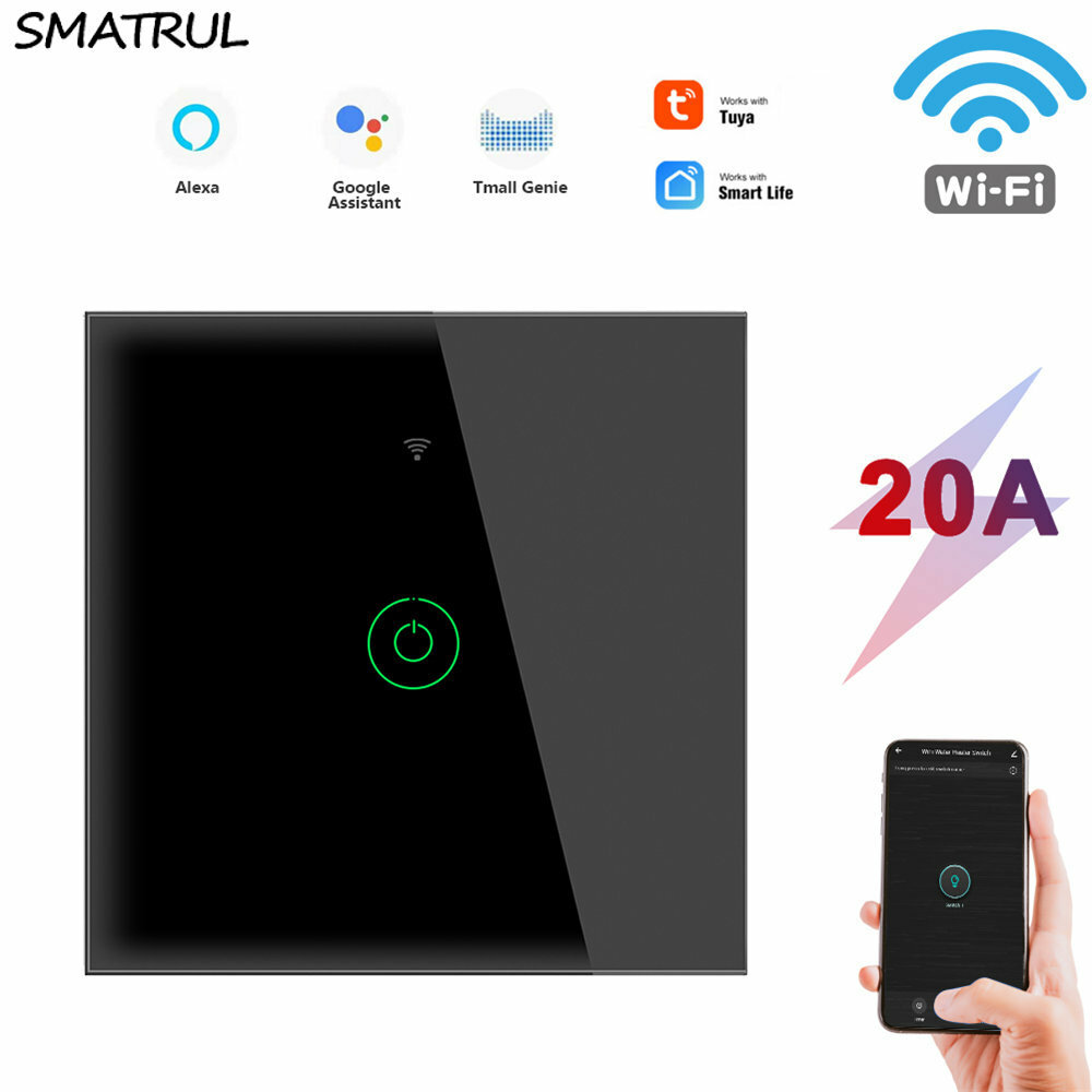 SMATRUL TMR01 20A Tuya Smart Leven Wifi Schakelaar EU Plug Smart Touch Schakelaar Mobiele Telefoon A