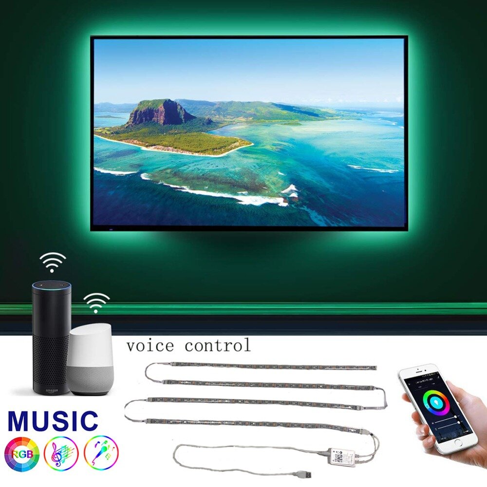 05M4 Smart Wifi APP LED Strip Lights USB TV Backlight Kit with Alexa Google Home 5050 LED Bias Lighting