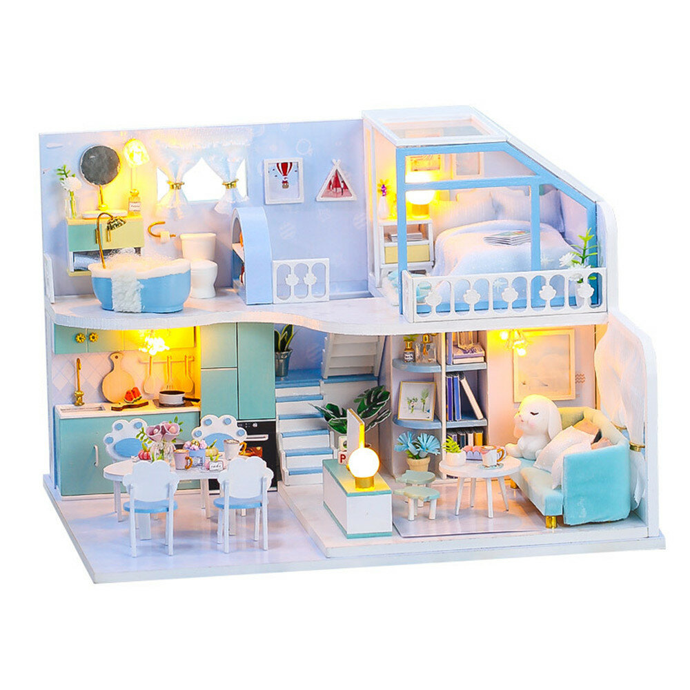 DIY poppenhuis handgemaakte creatieve zolder huis 3d gebouw montage model montage speelgoed verjaard
