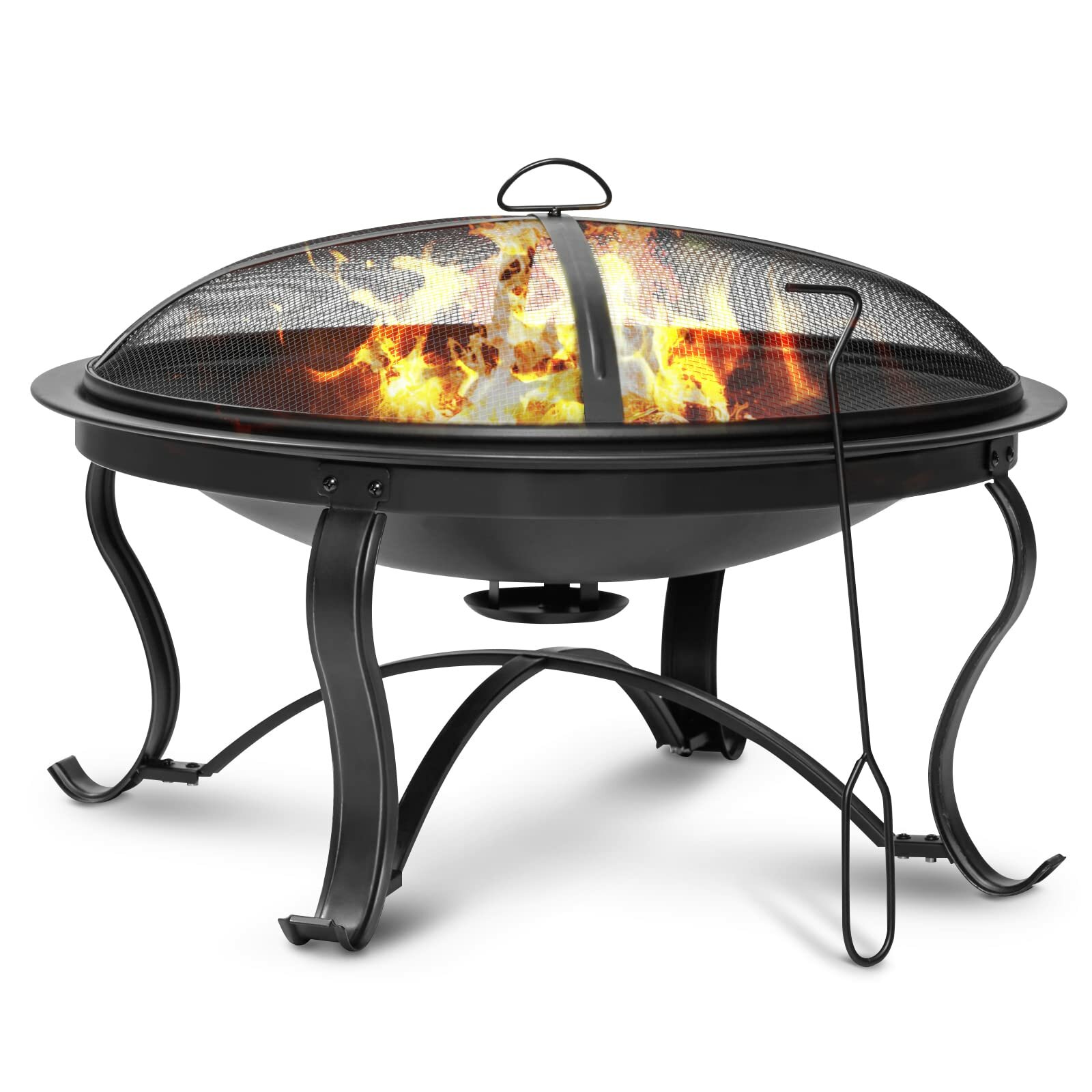 

SINGLYFIRE 29 inch Fire Pits for Outside Firepit Outdoor Wood Burning Pit Steel Firepit Bowl for Patio Backyard Camping