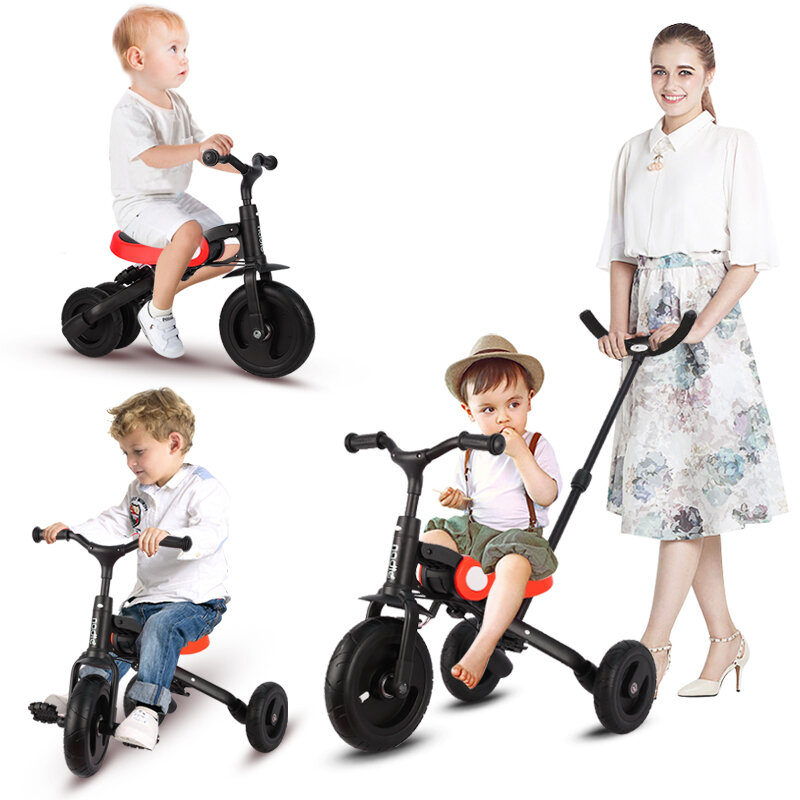 NADLE 3-in-1 Children Foldable Lightweight Tricycle Outdoor Kids Toddle Trolley Strollers Scooter For 1-3-6 Years Old Ba
